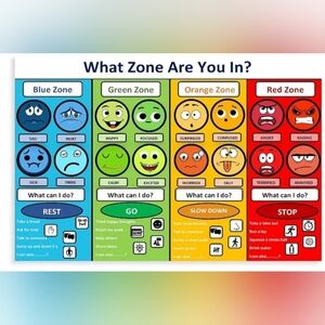 Emotional Management Zones Of Regulation Educational Canvas Poster 16x24 Inches